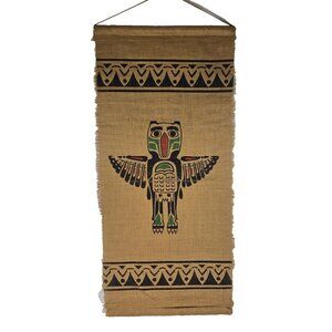 Vintage Thunderbird Burlap Jute Wall Hanging Tapestry